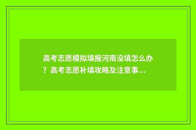 高考志愿模拟填报河南没填怎么办？高考志愿补填攻略及注意事项 高考志愿模拟填报免费