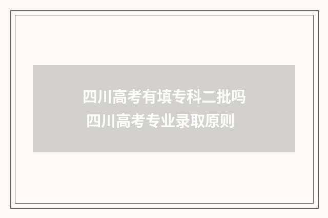四川高考有填专科二批吗 四川高考专业录取原则