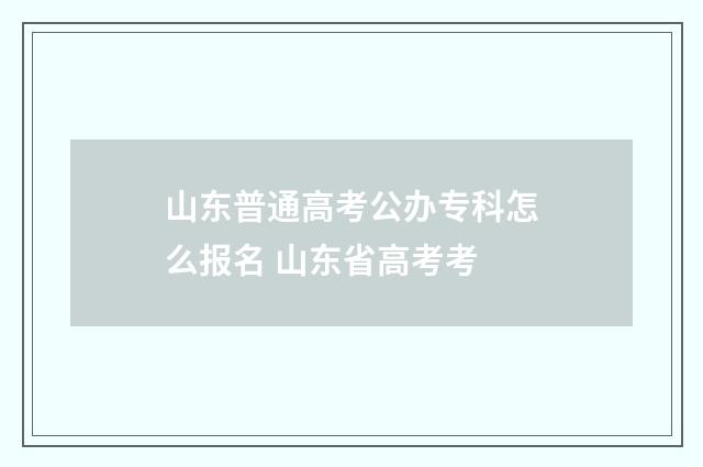 山东普通高考公办专科怎么报名 山东省高考考