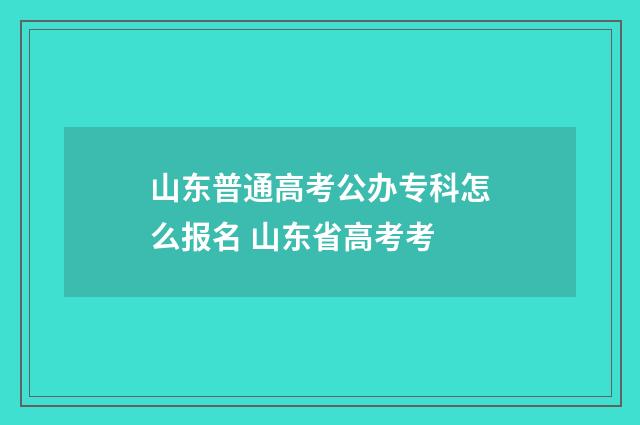 山东普通高考公办专科怎么报名 山东省高考考