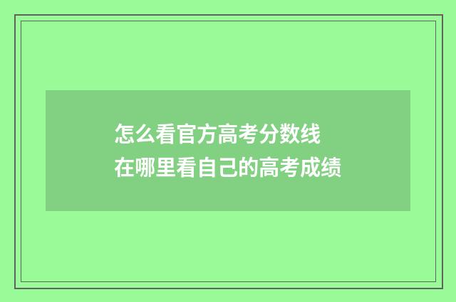 怎么看官方高考分数线 在哪里看自己的高考成绩