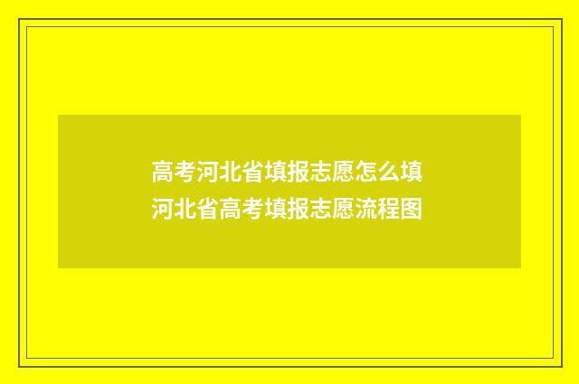 高考河北省填报志愿怎么填 河北省高考填报志愿流程图