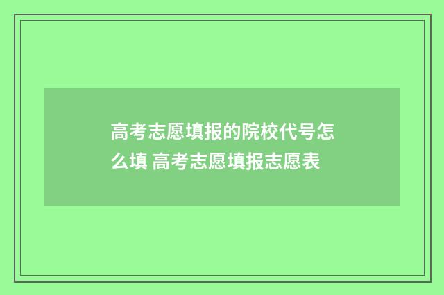 高考志愿填报的院校代号怎么填 高考志愿填报志愿表