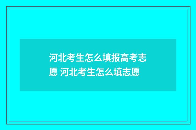 河北考生怎么填报高考志愿 河北考生怎么填志愿