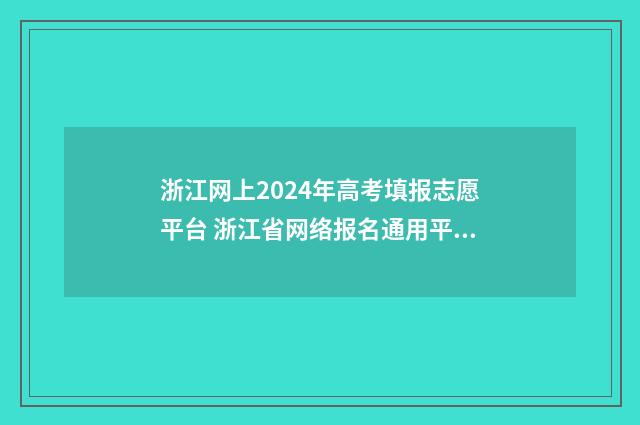 浙江网上2024年高考填报志愿平台 浙江省网络报名通用平台