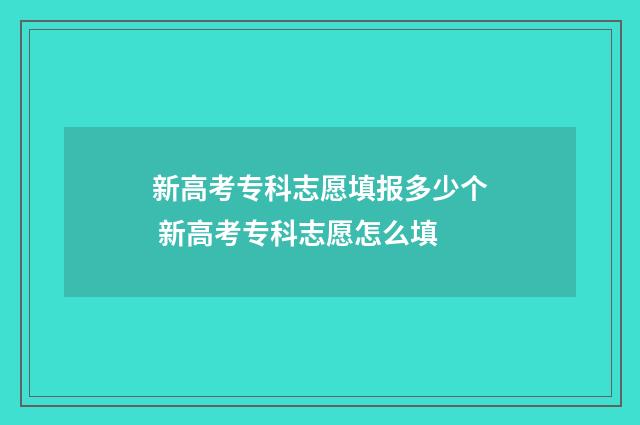 新高考专科志愿填报多少个 新高考专科志愿怎么填