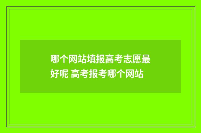 哪个网站填报高考志愿最好呢 高考报考哪个网站