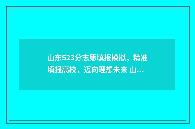 山东523分志愿填报模拟，精准填报高校，迈向理想未来 山东高考523分