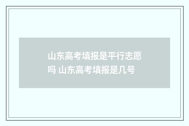山东高考填报是平行志愿吗 山东高考填报是几号