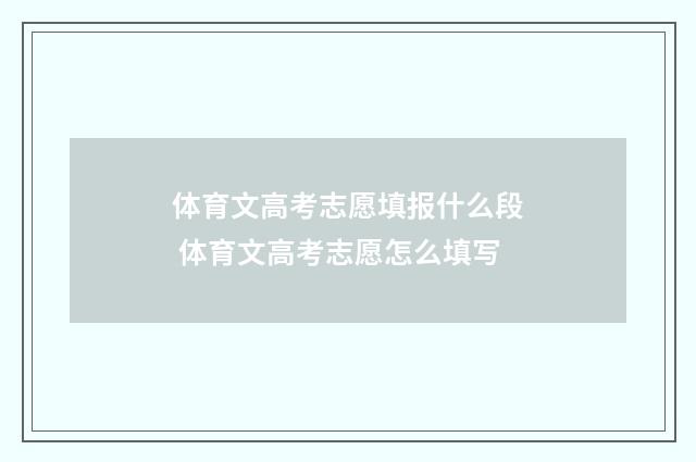 体育文高考志愿填报什么段 体育文高考志愿怎么填写