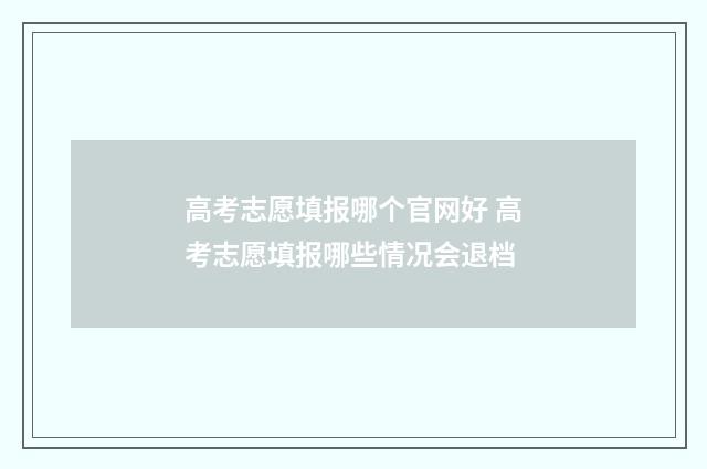 高考志愿填报哪个官网好 高考志愿填报哪些情况会退档