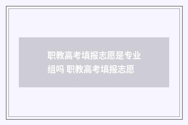 职教高考填报志愿是专业组吗 职教高考填报志愿