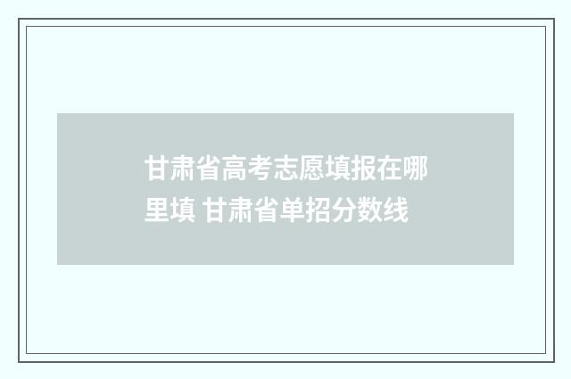 甘肃省高考志愿填报在哪里填 甘肃省单招分数线