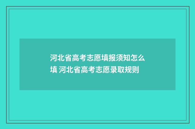 河北省高考志愿填报须知怎么填 河北省高考志愿录取规则