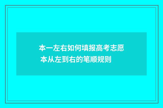本一左右如何填报高考志愿 本从左到右的笔顺规则