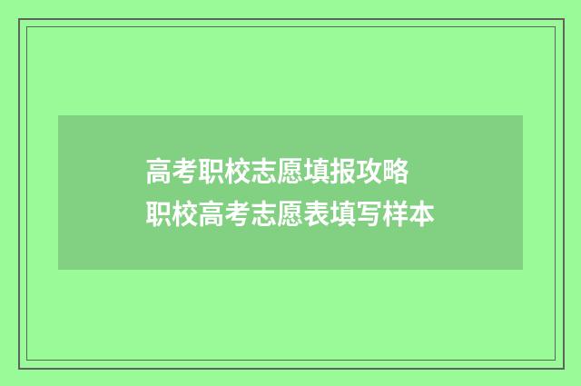 高考职校志愿填报攻略 职校高考志愿表填写样本