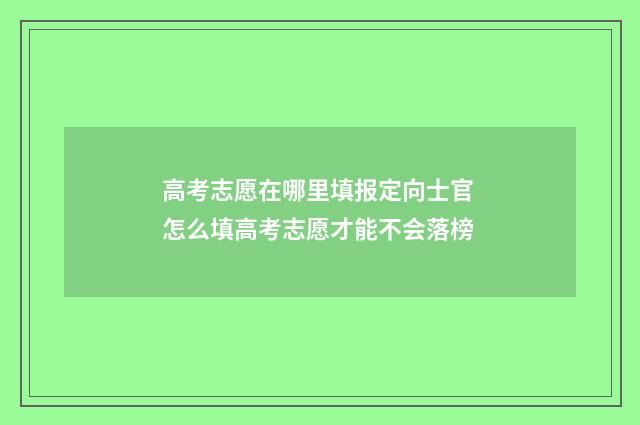 高考志愿在哪里填报定向士官 怎么填高考志愿才能不会落榜