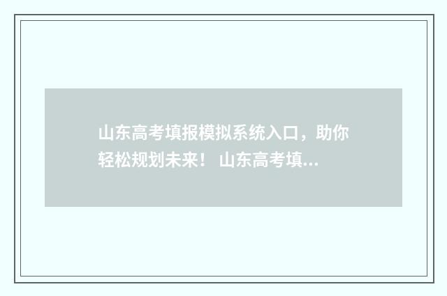 山东高考填报模拟系统入口，助你轻松规划未来！ 山东高考填报模板