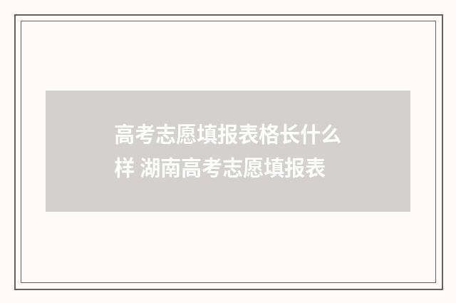 高考志愿填报表格长什么样 湖南高考志愿填报表