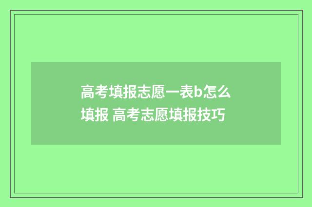 高考填报志愿一表b怎么填报 高考志愿填报技巧