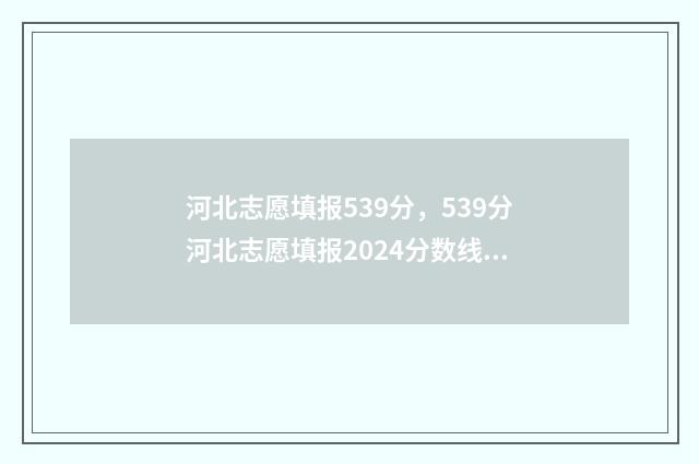 河北志愿填报539分，539分河北志愿填报2024分数线及参考院校 河北志愿填报2024
