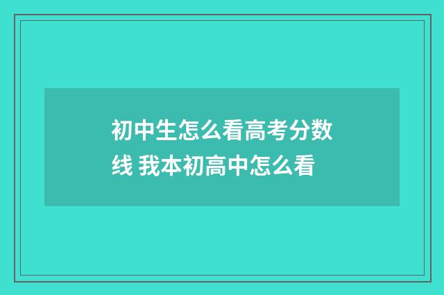 初中生怎么看高考分数线 我本初高中怎么看