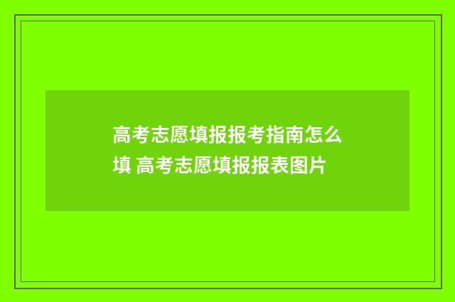 高考志愿填报报考指南怎么填 高考志愿填报报表图片