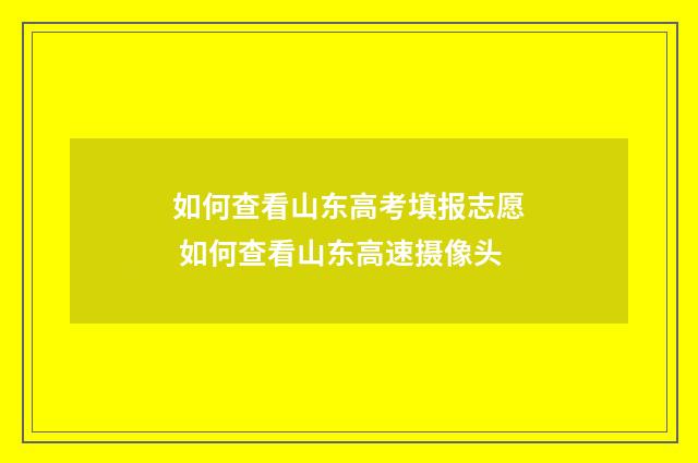 如何查看山东高考填报志愿 如何查看山东高速摄像头
