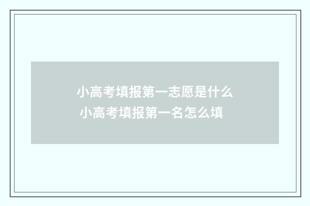 小高考填报第一志愿是什么 小高考填报第一名怎么填