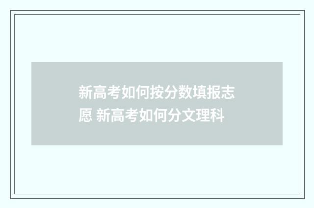 新高考如何按分数填报志愿 新高考如何分文理科