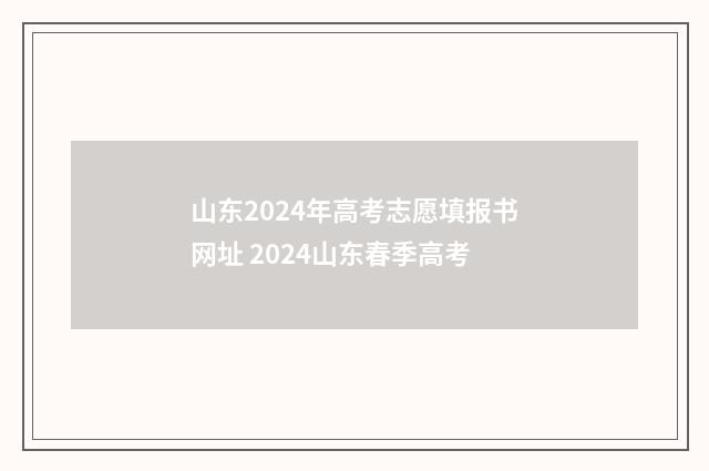 山东2024年高考志愿填报书网址 2024山东春季高考