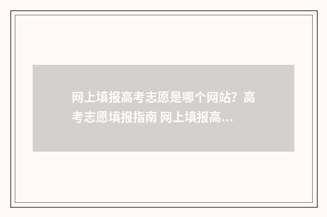 网上填报高考志愿是哪个网站？高考志愿填报指南 网上填报高考志愿注意事项