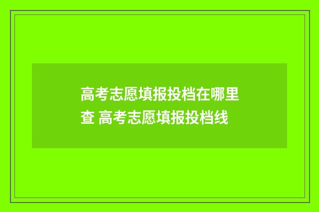 高考志愿填报投档在哪里查 高考志愿填报投档线