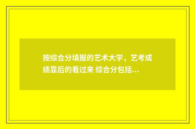 按综合分填报的艺术大学，艺考成绩靠后的看过来 综合分包括什么