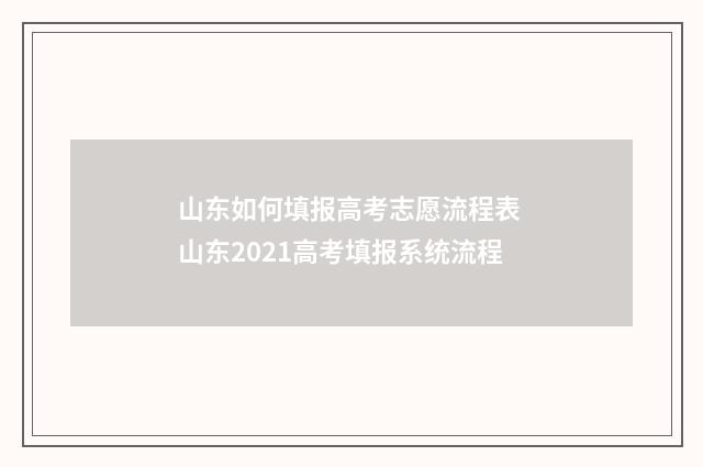 山东如何填报高考志愿流程表 山东2021高考填报系统流程