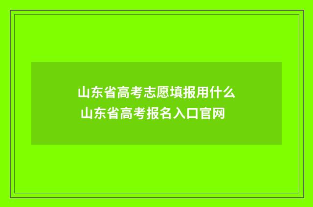 山东省高考志愿填报用什么 山东省高考报名入口官网