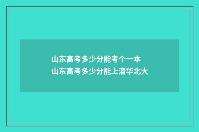 山东高考多少分能考个一本 山东高考多少分能上清华北大