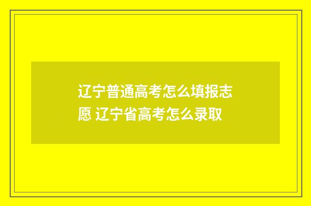 辽宁普通高考怎么填报志愿 辽宁省高考怎么录取