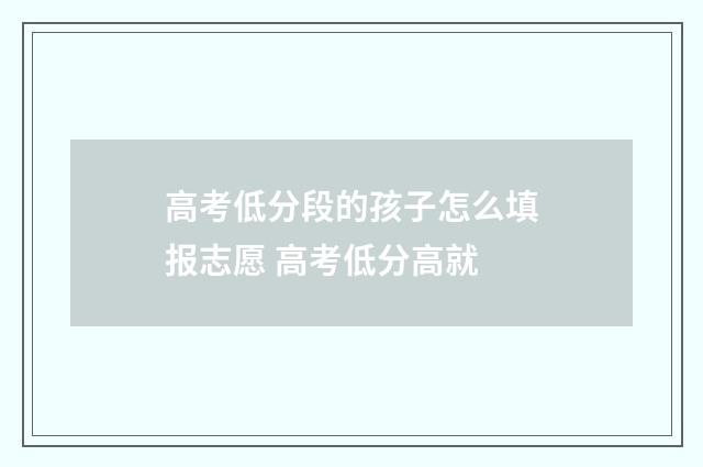 高考低分段的孩子怎么填报志愿 高考低分高就