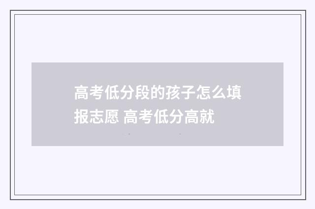 高考低分段的孩子怎么填报志愿 高考低分高就
