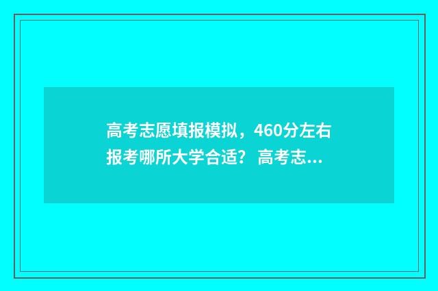 高考志愿填报模拟，460分左右报考哪所大学合适？ 高考志愿填报模拟填报系统官网入口