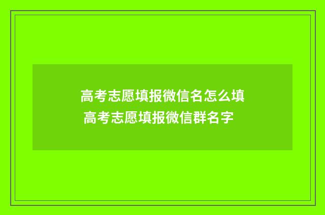高考志愿填报微信名怎么填 高考志愿填报微信群名字