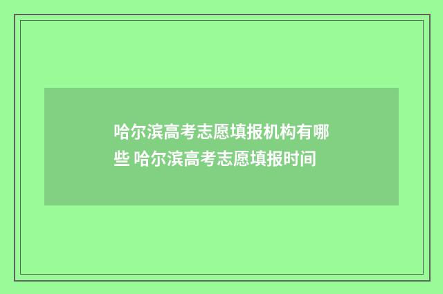 哈尔滨高考志愿填报机构有哪些 哈尔滨高考志愿填报时间