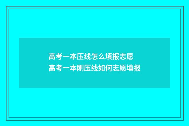 高考一本压线怎么填报志愿 高考一本刚压线如何志愿填报