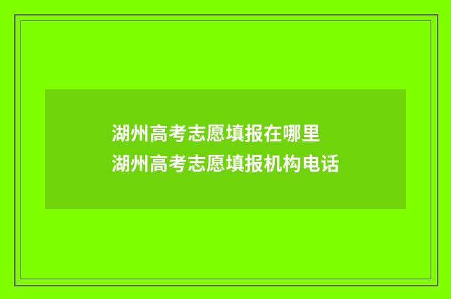 湖州高考志愿填报在哪里 湖州高考志愿填报机构电话
