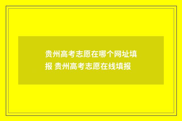 贵州高考志愿在哪个网址填报 贵州高考志愿在线填报