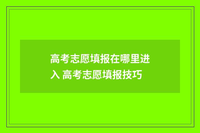 高考志愿填报在哪里进入 高考志愿填报技巧