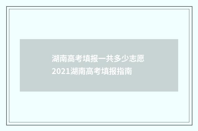 湖南高考填报一共多少志愿 2021湖南高考填报指南