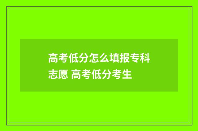 高考低分怎么填报专科志愿 高考低分考生