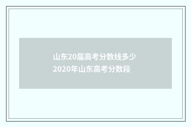 山东20届高考分数线多少 2020年山东高考分数段